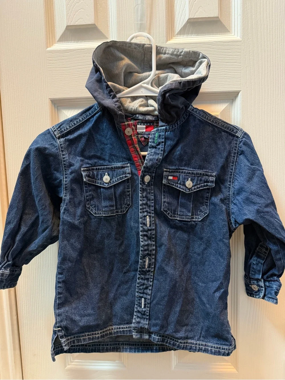 Tommy Hilfiger Kids' Navy Denim Hooded Jacket size 5